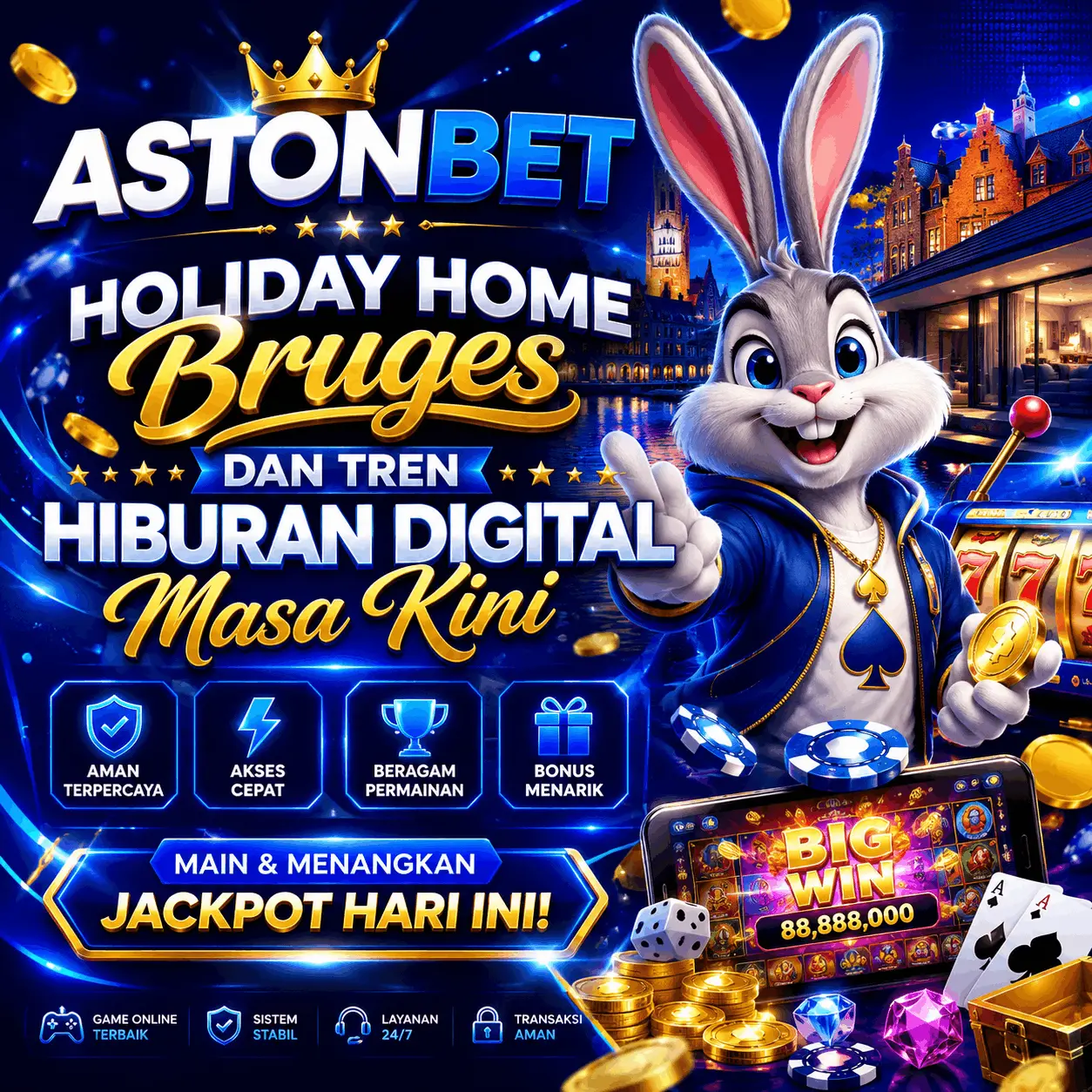 Thumbnail 1 of 3, Poster, ASTONBET | Holiday Home Bruges dan Tren Hiburan Digital Masa Kini designed and sold by ASTONBET.